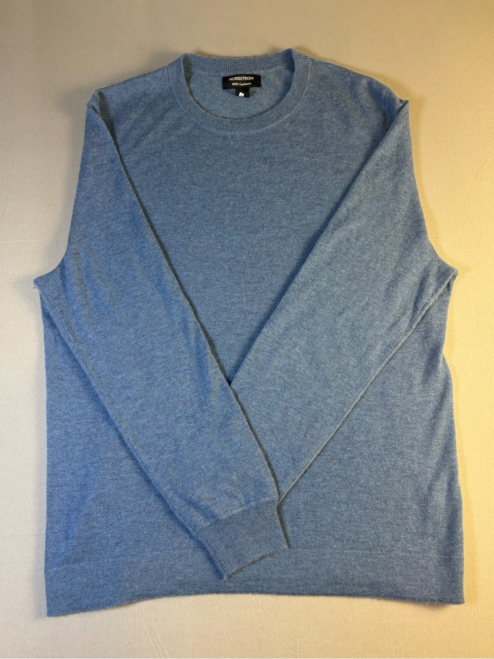 Nordstrom 100% Cashmere Crewneck Sweater - Heather Blue Size Large - Picture 3 of 6